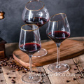 Custom hand blown gold rim wine glasses set